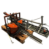 Javo LPO double pot dispenser, complete with mounting bracket and pot infeed conveyor with conveyor support.