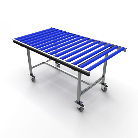 Mobile Roller Conveyor Table 180cm x 103cm (SS)