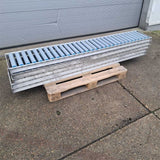 5 pieces Aluminium roller conveyors 2150 x 350 mm in good condition, lightweight. (Price from: €850)