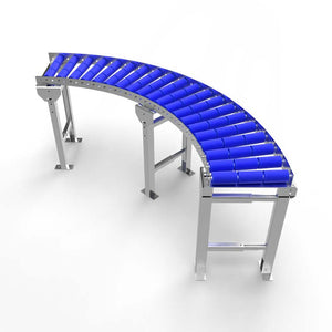 Curved roller conveyor with adjustable legs - 90 degrees - Roll width 300mm - Roll diameter 50mm