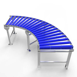 Curved roller conveyor with adjustable legs - 90 degrees - Roll width 600mm - Roll diameter 50mm