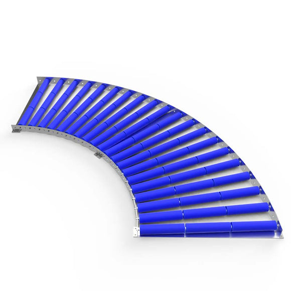 Curved roller conveyor with plastic rollers - 90 degrees - Roll width 700mm - Roll diameter 50mm